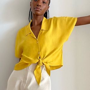 Aritzia Wilfred Free Tie-Front Blouse